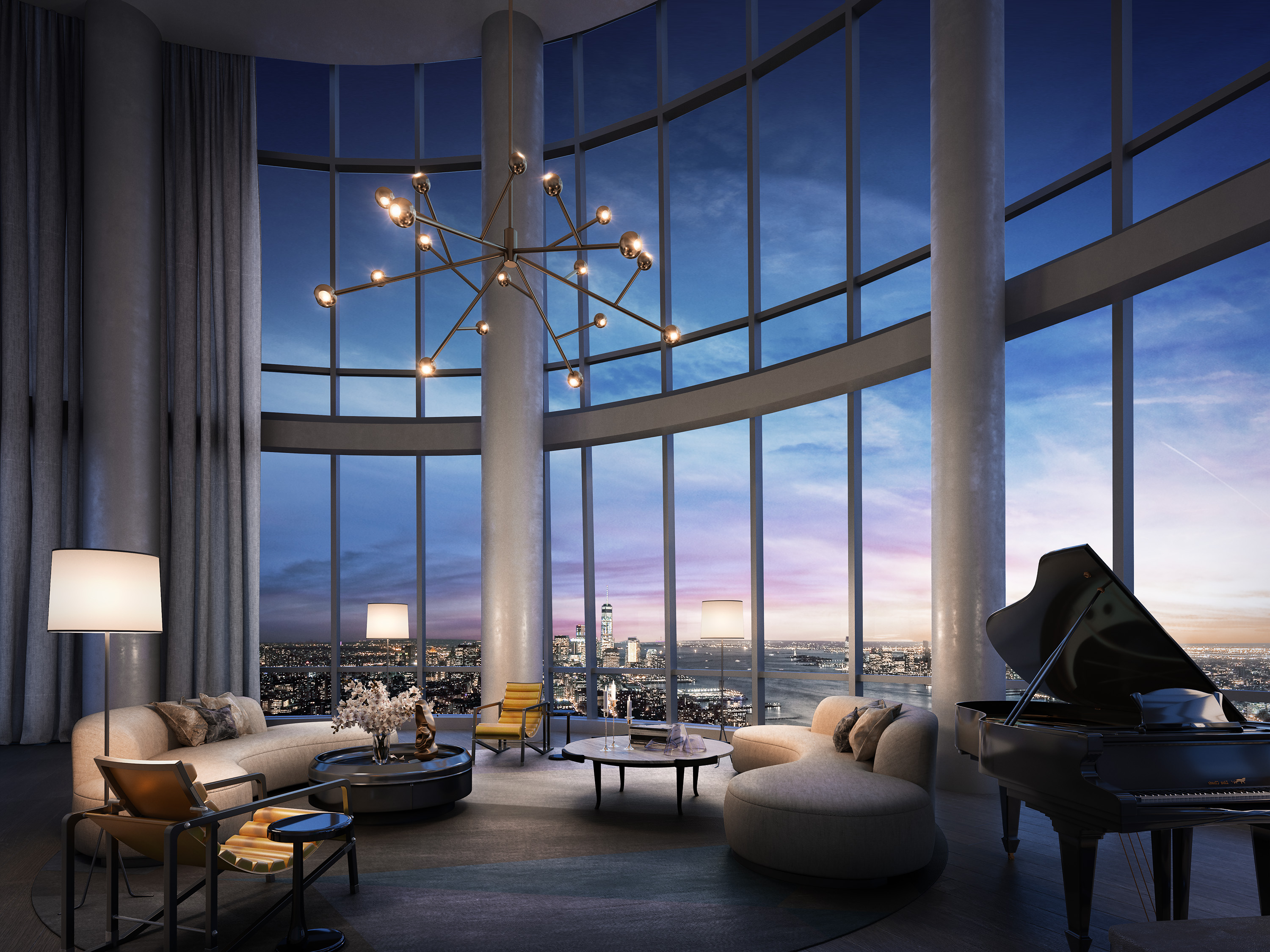 Căn penthouse tòa nhà 35 Hudson Yards đang được rao giá 59 triệu USD, sở hữu tầm nhìn toàn cảnh sông Hudson, Công viên Trung tâm (Central Park) và khu tài chính Manhattan. Ảnh: Curbed.