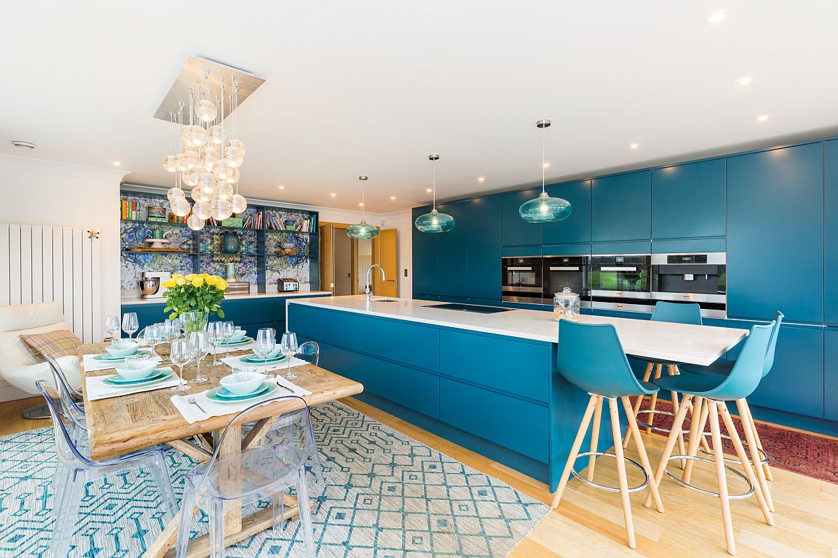 Những mẫu phòng bếp màu xanh dương ấn tượng 