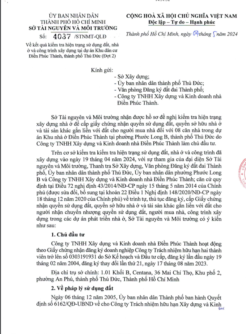 TP.HCM: Công ty Điền Phúc Thành được cấp hàng chục sổ đỏ khi dự án chưa xây dựng hoàn tất- Ảnh 1.