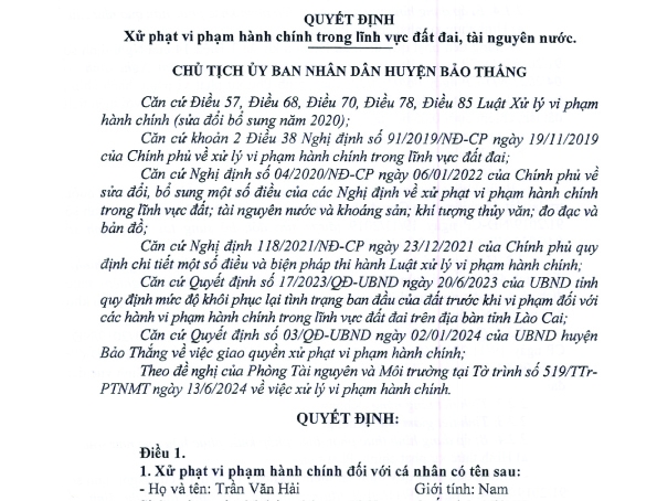 Lào Cai: Xử phạt 2 cá nhân vi phạm lĩnh vực đất đai, tài nguyên nước- Ảnh 4.