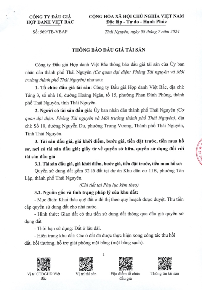 Đấu giá quyền sử dụng 32 lô đất tại Dự án Khu dân cư 11B thành phố Thái Nguyên- Ảnh 1.