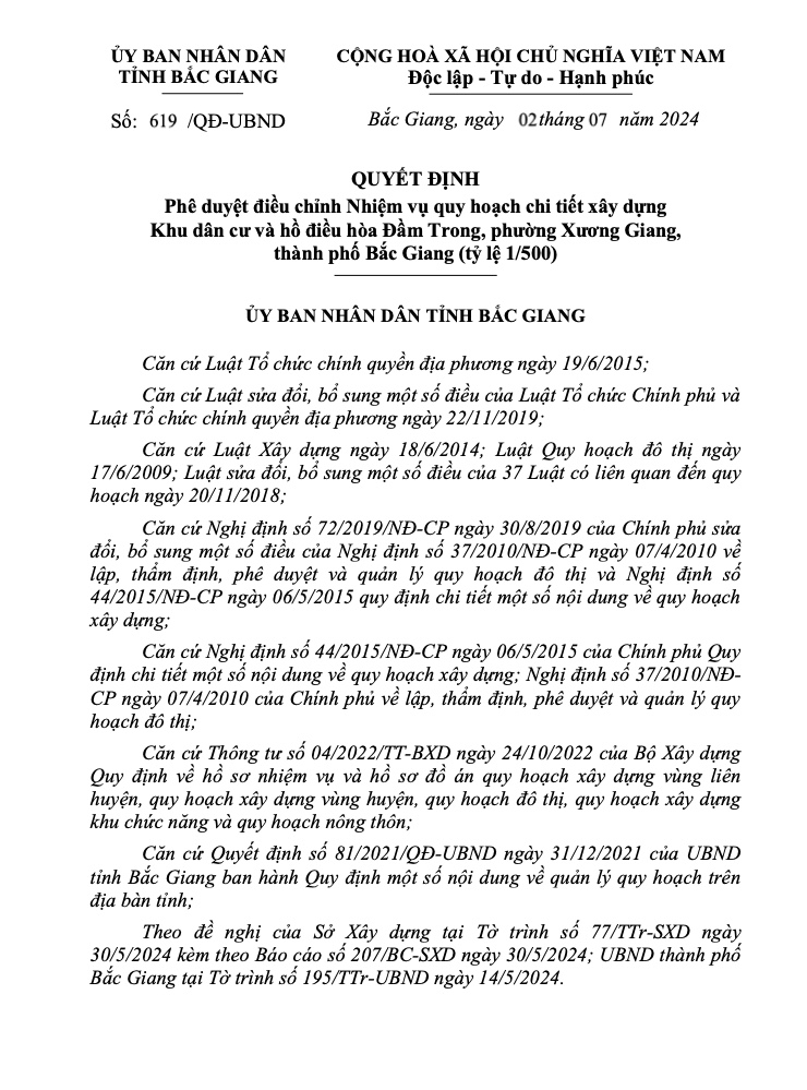 Bắc Giang: Phê duyệt điều chỉnh nhiệm vụ quy hoạch chi tiết xây dựng khu dân cư và hồ điều hòa Đầm Trong- Ảnh 3.