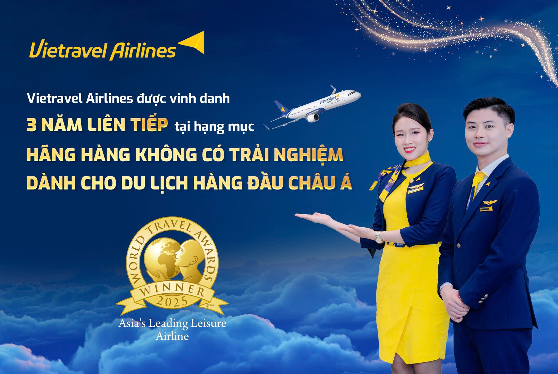 Vietravel Airlines được vinh danh hãng hàng không có trải nghiệm dành cho du lịch hàng đầu châu Á năm 2025- Ảnh 2. Vietravel Airlines được vinh danh hãng hàng không có trải nghiệm dành cho du lịch hàng đầu châu Á năm 2025- Ảnh 2.