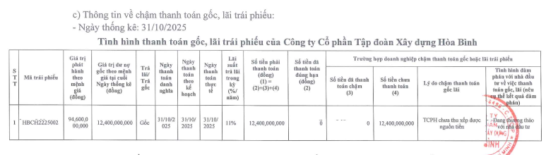 Lãi tăng mạnh, Hòa Bình vẫn chậm thanh toán trái phiếu do chưa thu xếp được nguồn tiền- Ảnh 1.