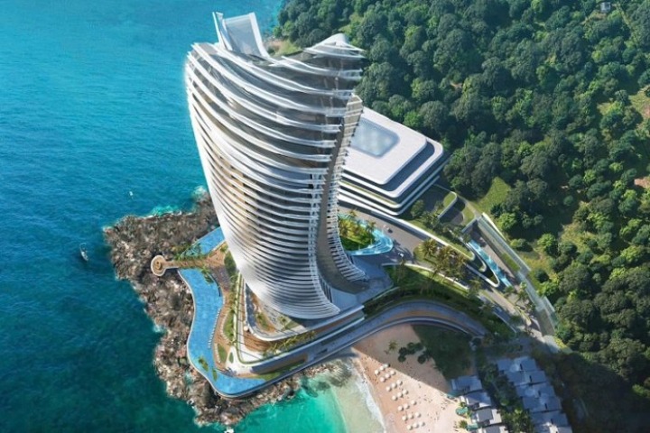 Việt Nam sắp có thêm tòa tháp chọc trời vươn mình ra biển: Bao phủ bởi kính cong phản quang, biểu tượng kiến trúc mới tại đặc khu lớn bậc nhất cả nước- Ảnh 1.