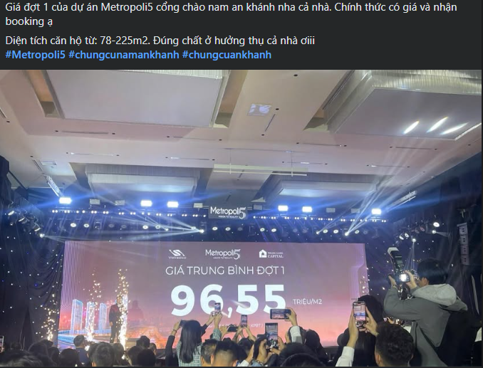 Hình ảnh tại buổi ra mắt dự án Metropoli 5. Nguồn ảnh: Facebook