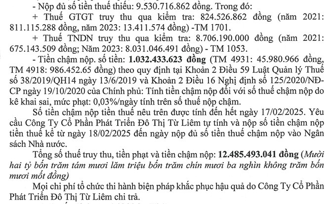 Lideco bị phạt và truy thu hơn 12,4 tỷ đồng do khai sai thuế- Ảnh 1.