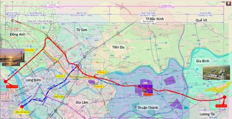 Dự kiến hướng tuyến dự kiến của đường nối sân bay Gia Bình với Thủ đô Hà Nội. Ảnh: Báo Đầu Tư Dự kiến hướng tuyến dự kiến của đường nối sân bay Gia Bình với Thủ đô Hà Nội. Ảnh: Báo Đầu Tư
