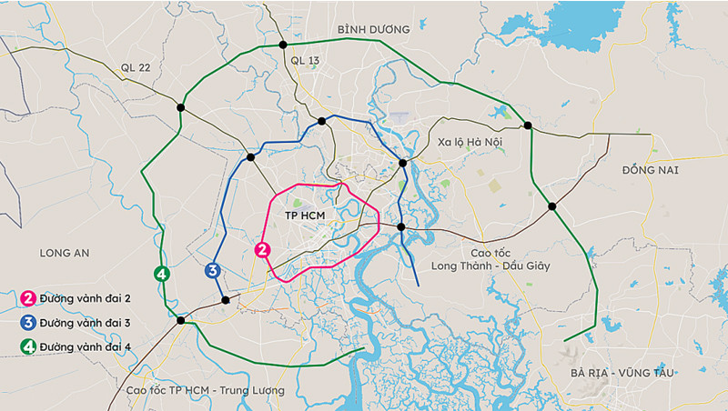 Sơ đồ tuyến Vành đai 4 TP. HCM. Nguồn ảnh: Maison Office Sơ đồ tuyến Vành đai 4 TP. HCM. Nguồn ảnh: Maison Office