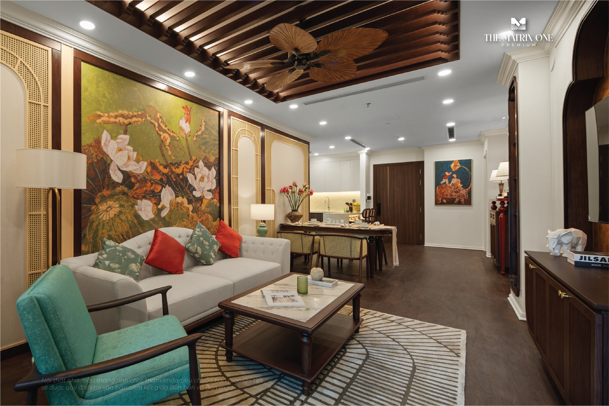 Xu hướng bất động sản thế giới đến nội đô Hà Nội – Chuẩn mực sống và đầu tư mới- Ảnh 3. A living room with a couch and a table AI-generated content may be incorrect.