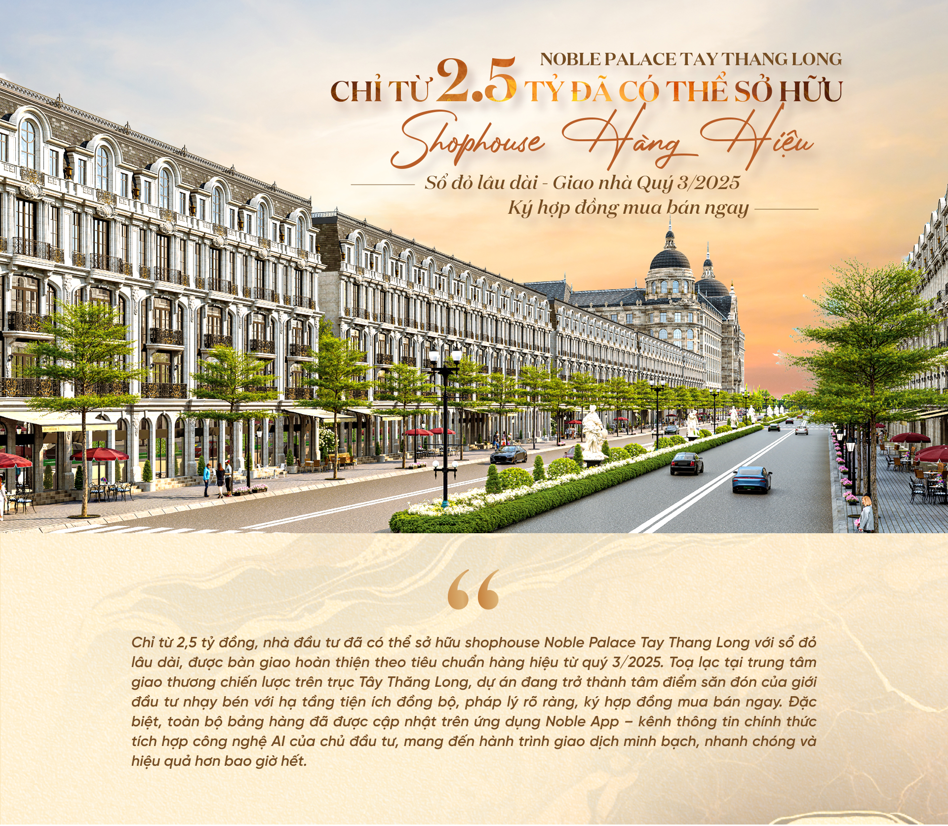 Noble Palace Tay Thang Long chỉ từ 2,5 tỷ đã có thể sở hữu Shophouse Hàng Hiệu, Sổ đỏ lâu dài - Giao nhà Quý 3/2025