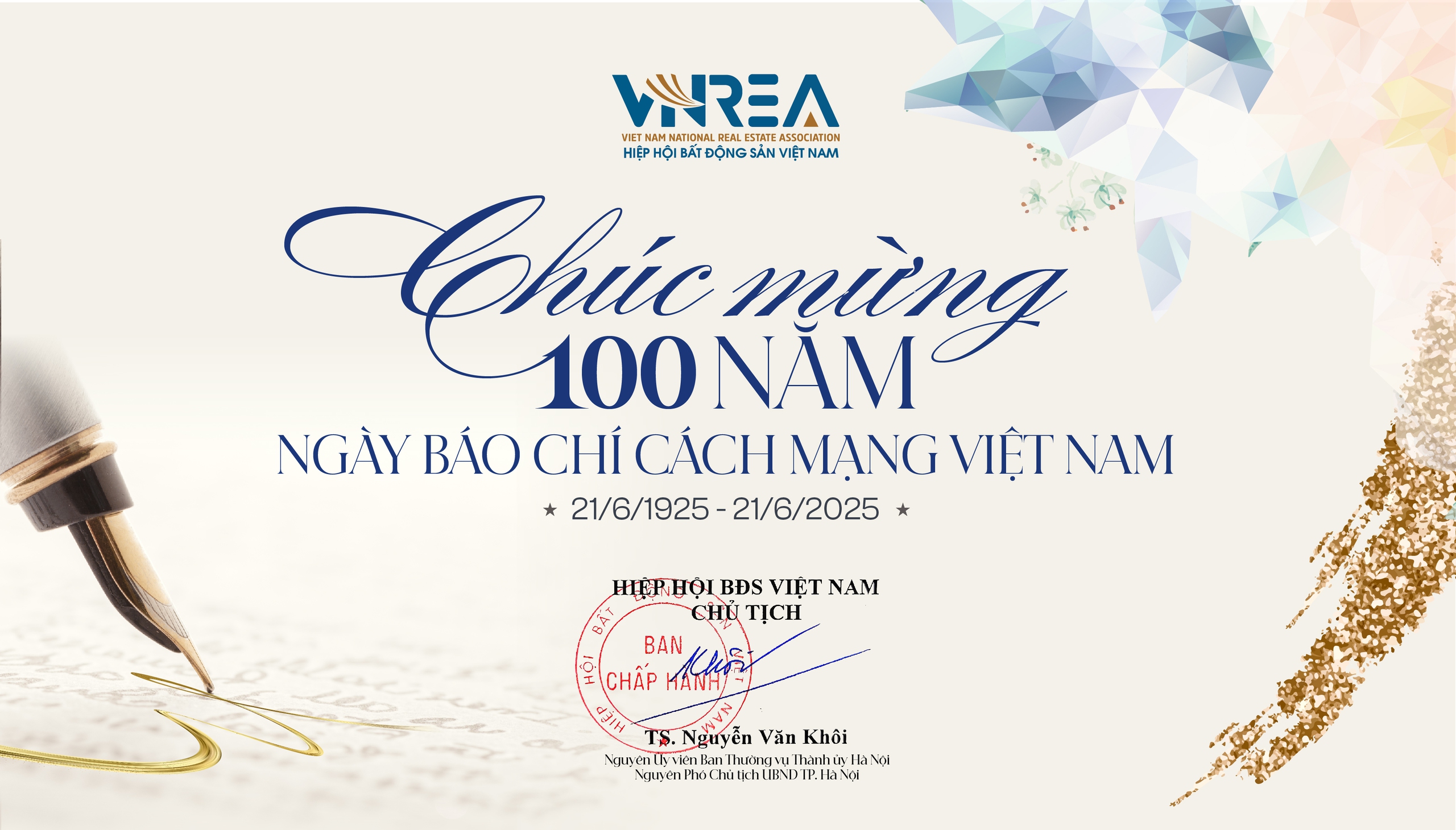 VNREA chúc mừng nhân dịp kỷ niệm 100 năm ngày Báo chí Cách mạng Việt Nam