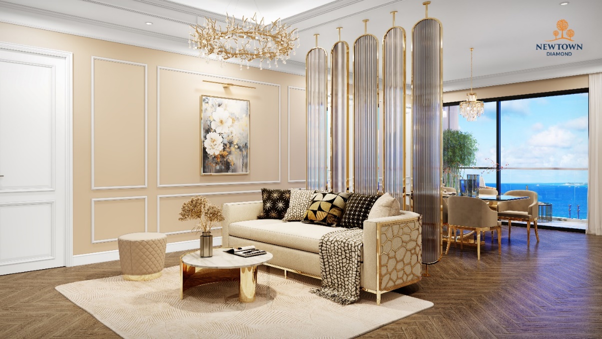 Những yếu tố quyết định tới lựa chọn nơi an cư tại Đà Nẵng của giới tinh hoa- Ảnh 2. A room with a couch and a coffee table AI-generated content may be incorrect.