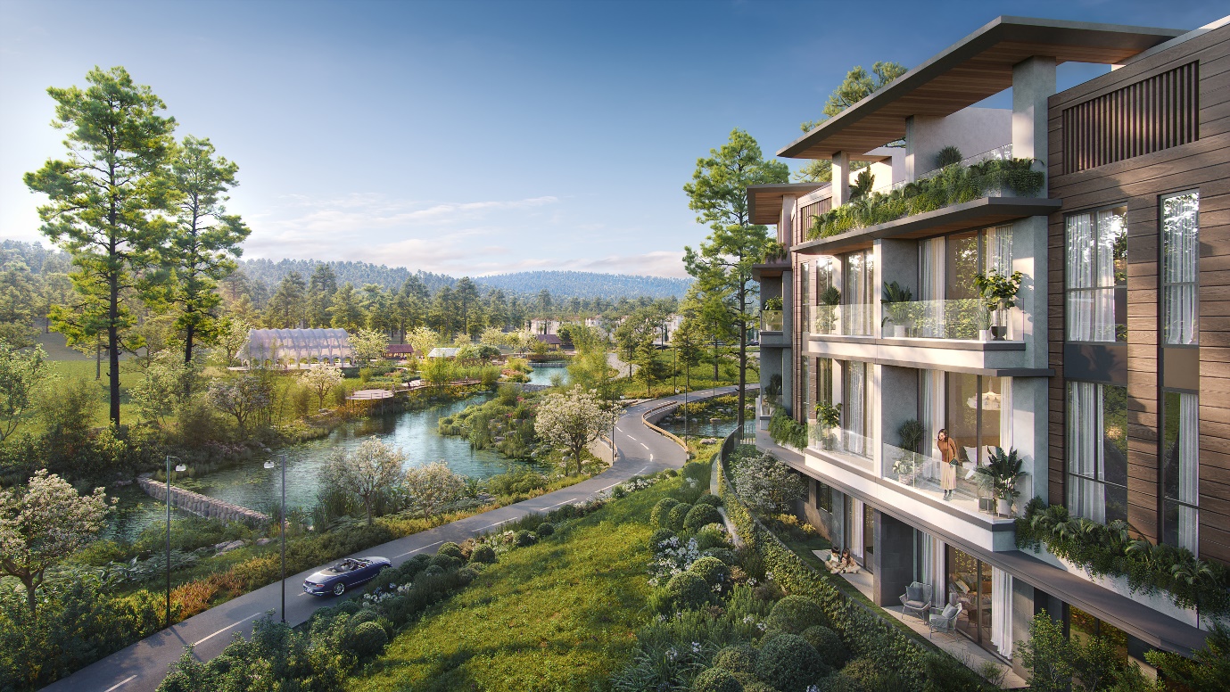 A building with trees and a river  AI-generated content may be incorrect.
