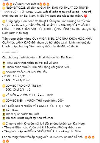 Khu du lịch Đại Nam của ông Huỳnh Uy Dũng ra thông báo 'nóng': 3 ngày nữa sẽ diễn ra sự kiện khủng nhất năm, miễn phí vé xem cho tất cả du khách- Ảnh 1.