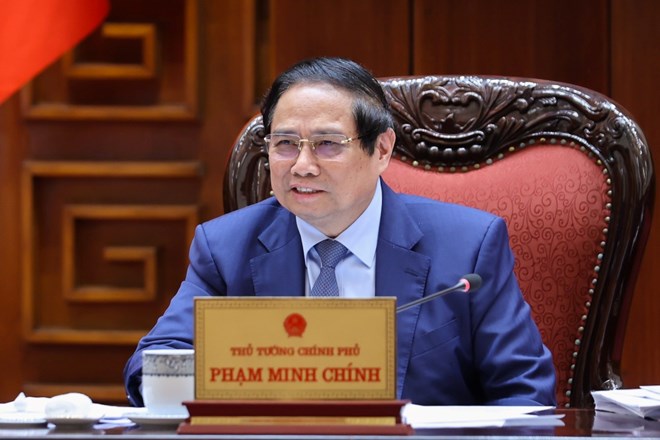 Thủ tướng Phạm Minh Chính tại buổi họp. Nguồn ảnh: Báo Chính phủ