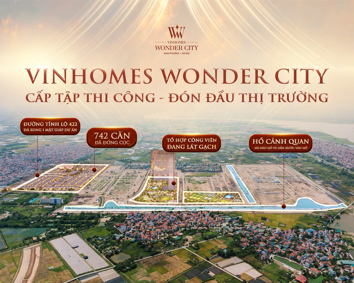 Có thể là hình ảnh về văn bản cho biết 'WW WONDERCITY VINHOMES WONDER CITY CANPIRÇ4C เนพร DƯỜNG DƯỜNGTİNHL422 ΤΊΝΗ LỘ 422 ĐAX XONG MẶT GIÁP DỰ ÁN VINHOMES WONDER CITY CẤP TẬP TH CÔNG ĐÓN ĐẦU THỊ TRƯỜNG 742CĂN 742 CĂN ĐÃ ĐONG CỌC TÓ HỢP CÔNG VIÊN ĐANG LÁT GẠCH HỔCÀNHQUAN หด HỔ CẢNH QUAN EOHOVADANNUOCVOH HO AEЛOH HόyΑ όγλυ HOVADAN DẦN DANNUOC γλο'