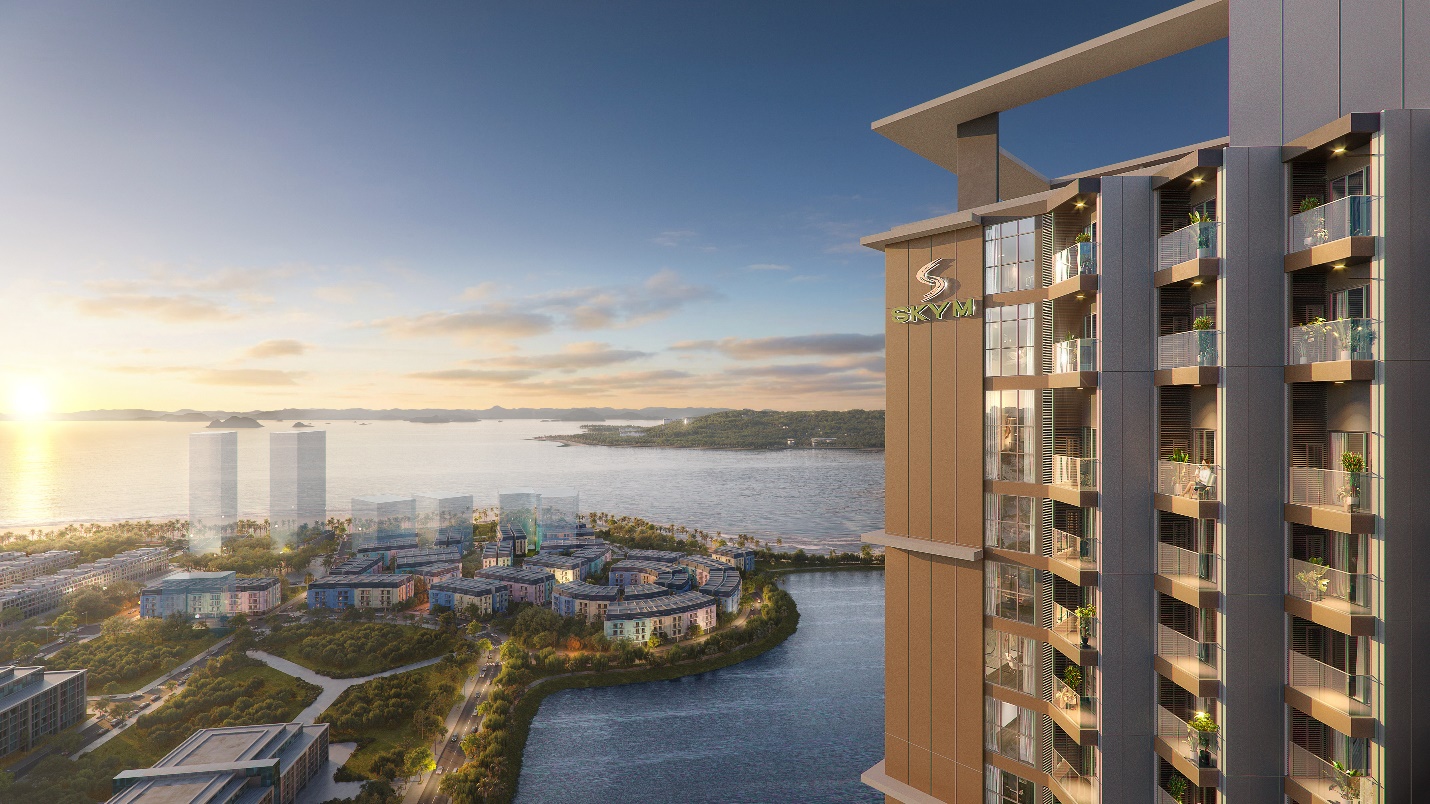 A tall building next to a body of water  AI-generated content may be incorrect.