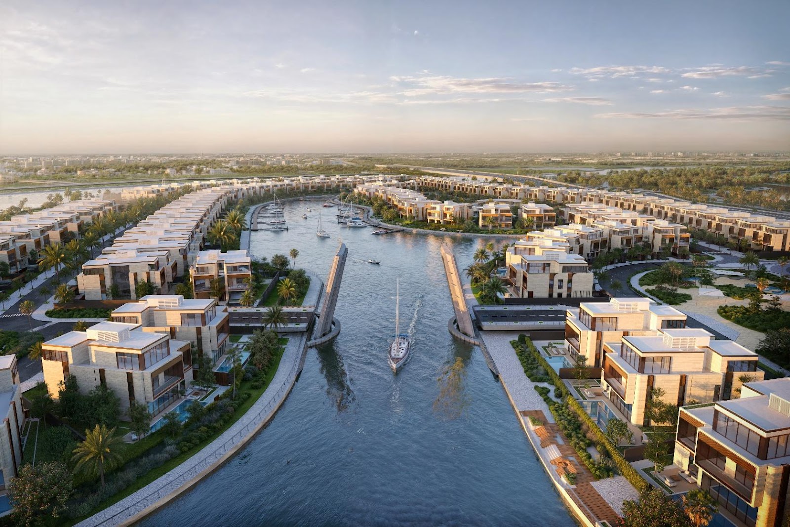 A group of buildings with boats in a canal  AI-generated content may be incorrect.