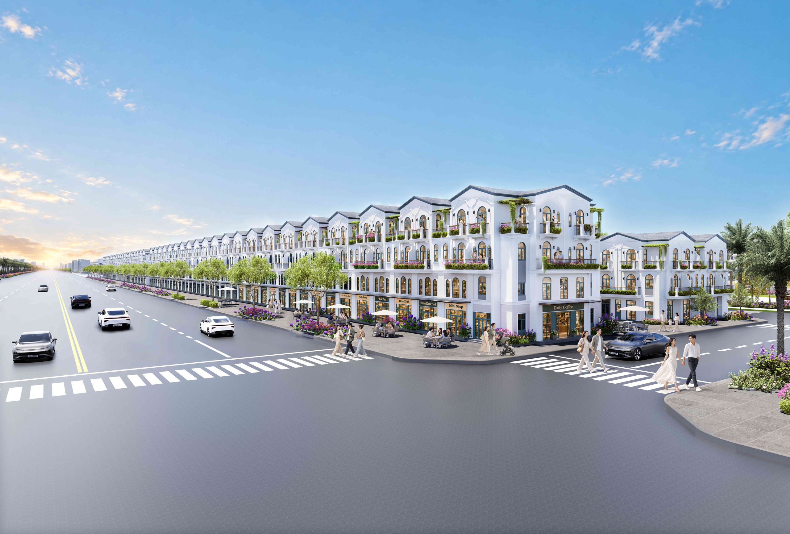 Dãy thương phố Golden Boulevard tọa lạc mặt tiền đại lộ Lê Lợi, cách WTC Gateway chỉ 7 phút di chuyển.