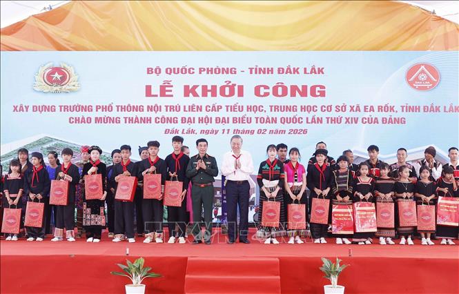 Tổng Bí thư Tô Lâm dự khởi công trường phổ thông nội trú tại xã Ea Rốk (Đắk Lắk)- Ảnh 6.