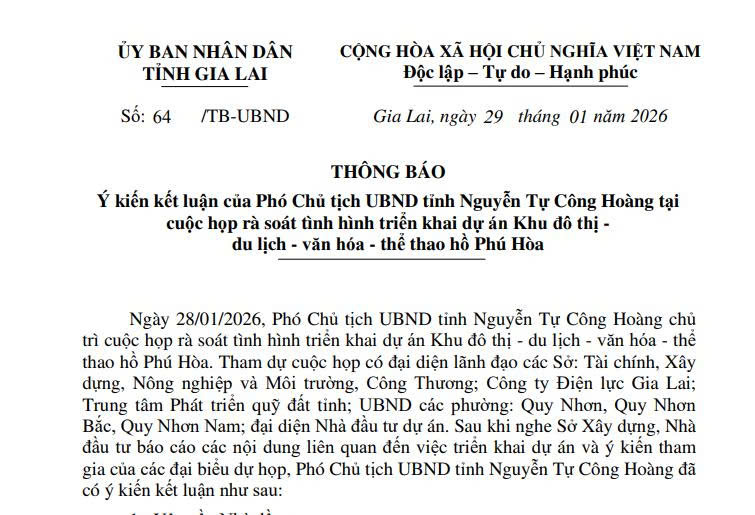 Văn bản chỉ đạo của UBND tỉnh Gia Lai. Nguồn ảnh: UBND tỉnh Gia Lai