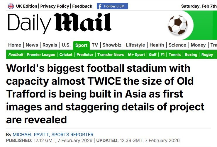 Việt Nam xây sân vận động 135.000 chỗ lớn nhất thế giới: Truyền thông quốc tế choáng ngợp, ‘vượt mặt’ Old Trafford của MU- Ảnh 2.