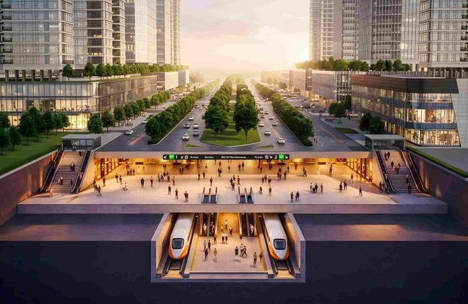 Phối cảnh tuyến Metro Bến Thành - Thủ Thiêm. Nguồn ảnh: THACO Phối cảnh tuyến Metro Bến Thành - Thủ Thiêm. Nguồn ảnh: THACO