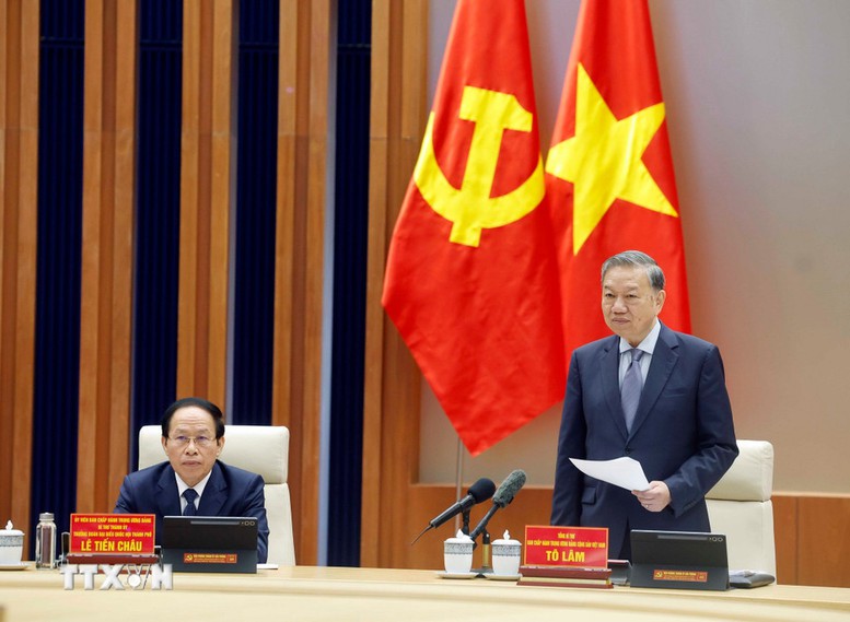 Tổng Bí thư Tô Lâm tại buổi làm việc. Nguồn ảnh: TTXVN