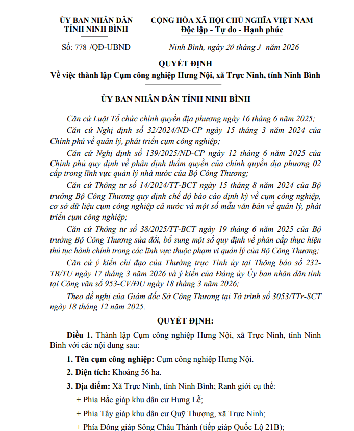 Ninh Bình có thêm cụm công nghiệp hơn 531 tỷ đồng- Ảnh 1.