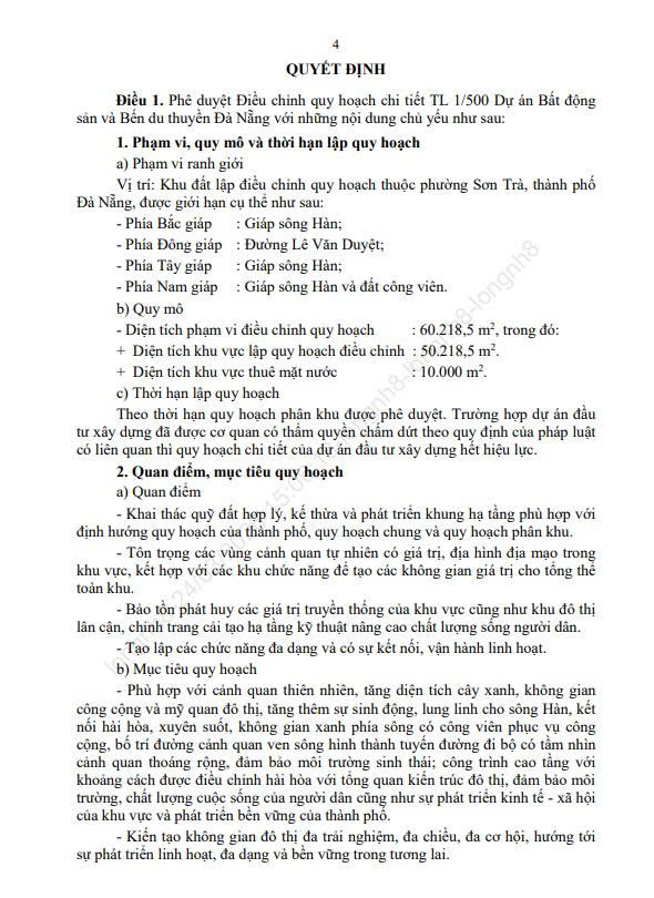 Quyết định điều chỉnh quy hoạch. Nguồn ảnh: UBND phường Sơn Trà