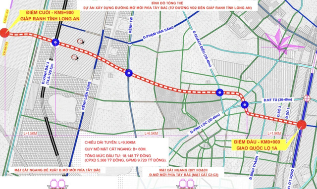 Thành phố giàu nhất Việt Nam làm tuyến đường mở 17.200 tỷ với 3 cầu vượt kênh và 1 nút giao hoa thị- Ảnh 1.