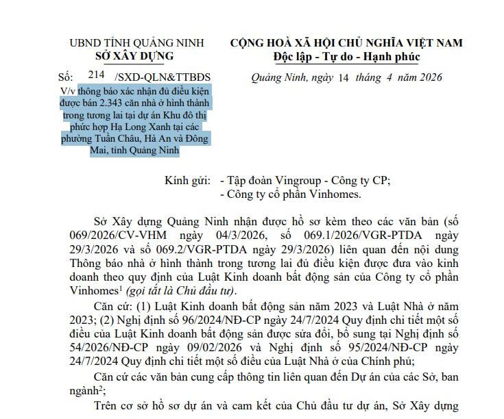 Quyết định của Sở Xây dựng tỉnh Quảng Ninh