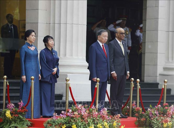 Lễ đón Tổng Bí thư, Chủ tịch nước Tô Lâm và Phu nhân thăm cấp Nhà nước CH Singapore- Ảnh 4.