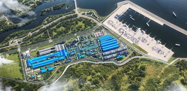 Phối cảnh dự án đầu tư xây dựng Bến cảng Bãi Gốc. Nguồn ảnh: Hòa Phát