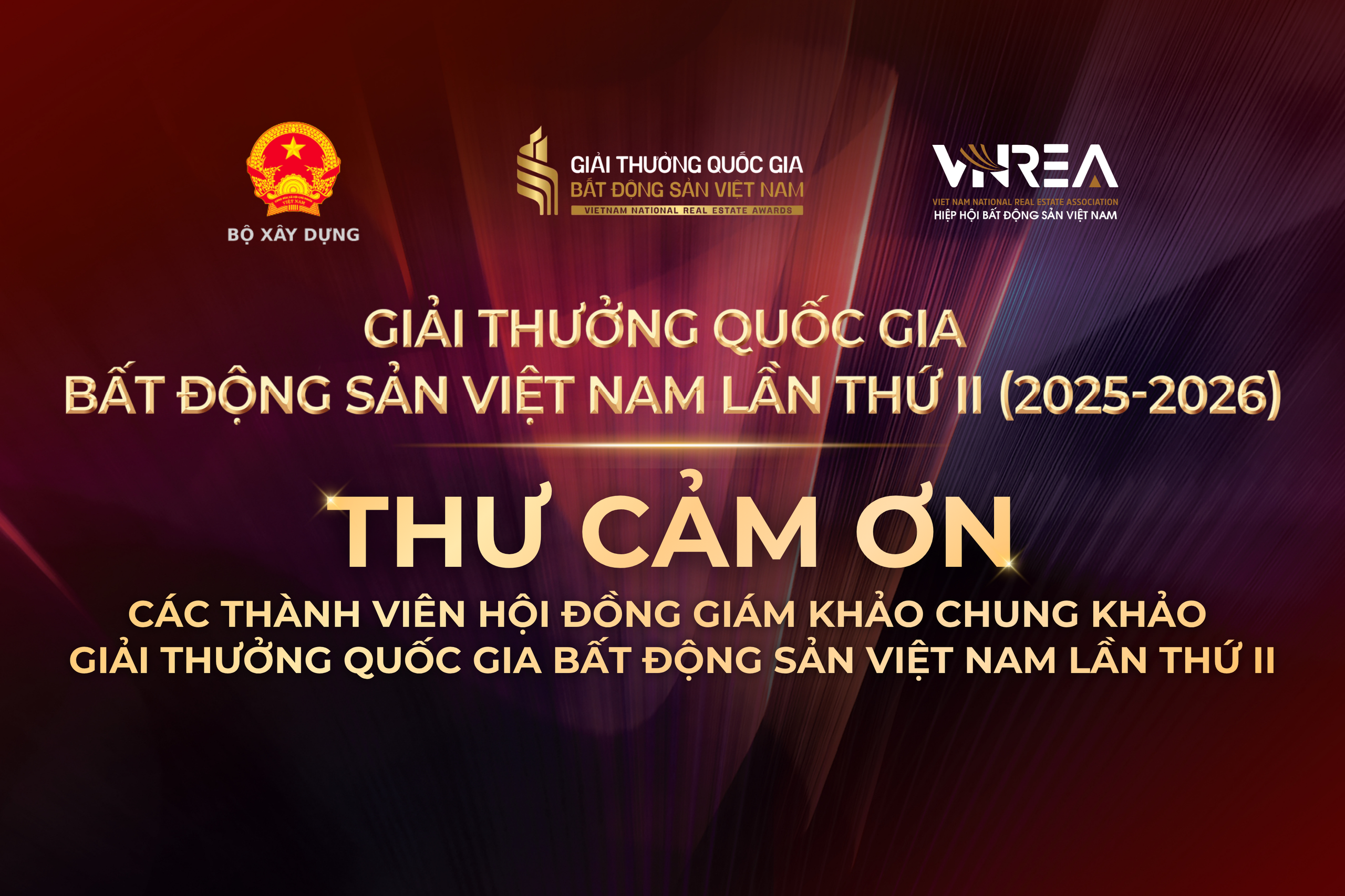 Thư cảm ơn về dấu ấn rất quan trọng của Hội đồng Giám khảo Chung khảo Giải thưởng Quốc gia Bất động sản Việt Nam lần thứ II