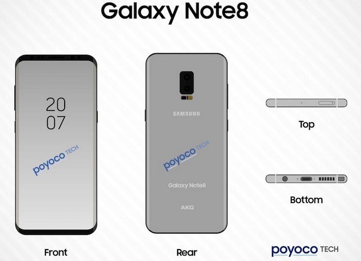 Hình ảnh Galaxy Note 8 mới nhất rò rỉ trên mạng.