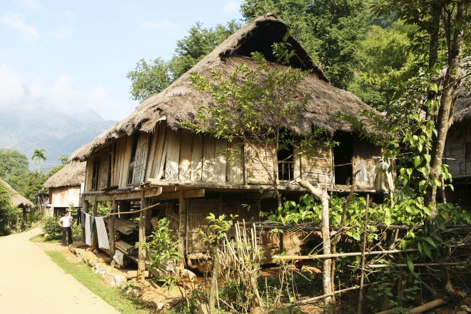 A stilt house in Mai Chau, Vietnam, Southeast Asia
