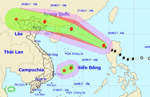 Đường đi của bão và ATNĐ trên biển.