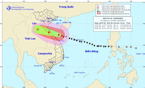 Bão số 10 - Doksuri mạnh thêm, áp sát Nghệ An – Quảng Trị