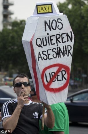 Biểu tình phản đối dịch vụ Uber ở Tây Ban Nha