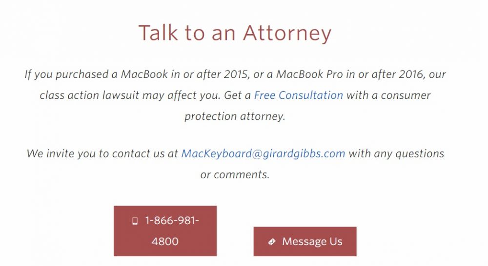 Công ty luật đang khuyến khích người dùng liên lạc với họ để được trợ giúp về mặt pháp lý.