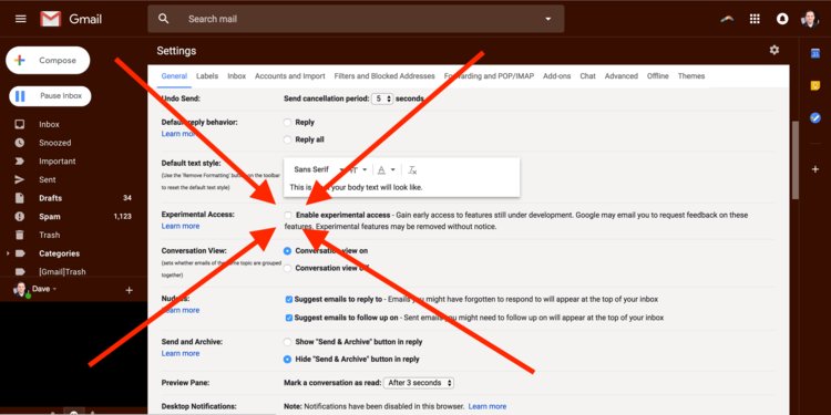 Gmail sẽ hiện ra một cái bảng có chữ “Bật quyền truy cập thử nghiệm/enable experimental access”.