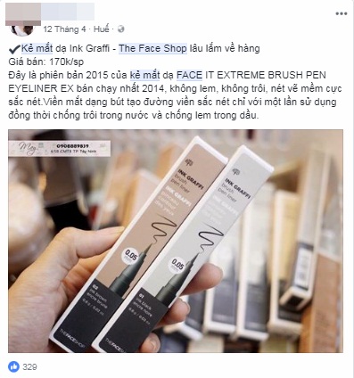 Giá The Face Shop của một shop mỹ phẩm online.