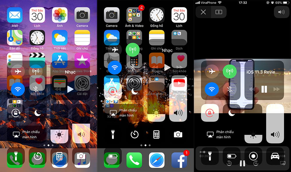Một số thiết bị sau khi cập nhật iOS 11.3, phần hiển thị Trung tâm kiểm soát trở nên trong suốt.