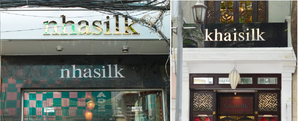 Kiểu thiết kế logo, phông chữ của Khaisilk và Nhasilk có nhiều điểm tương đồng