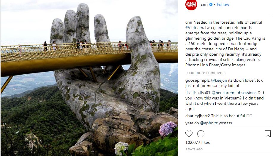 Hình ảnh Cầu Vàng đầy ấn tượng trên Instagram của CNN.