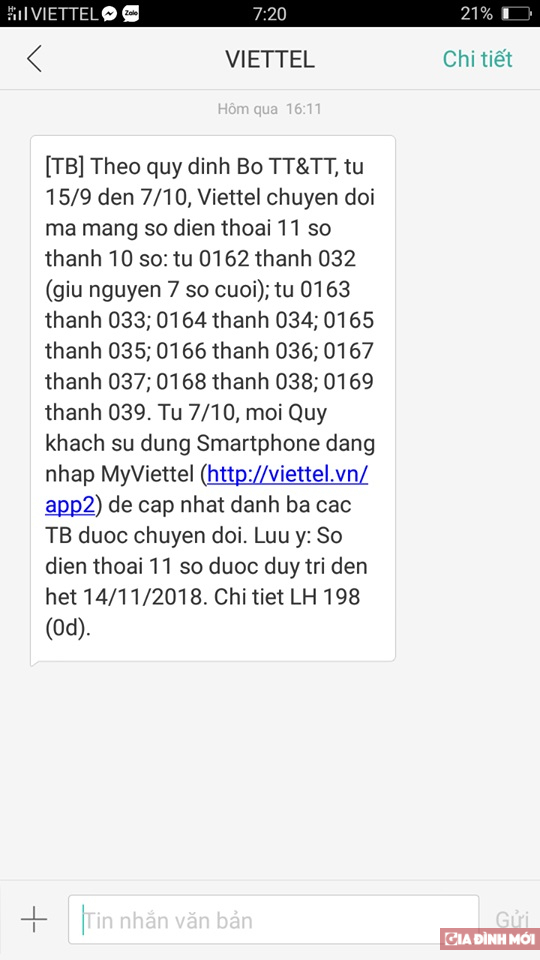 Từ 15/9 Viettel bắt đầu thực hiện chuyển đổi thuê bao di động 11 số về 10 số 1