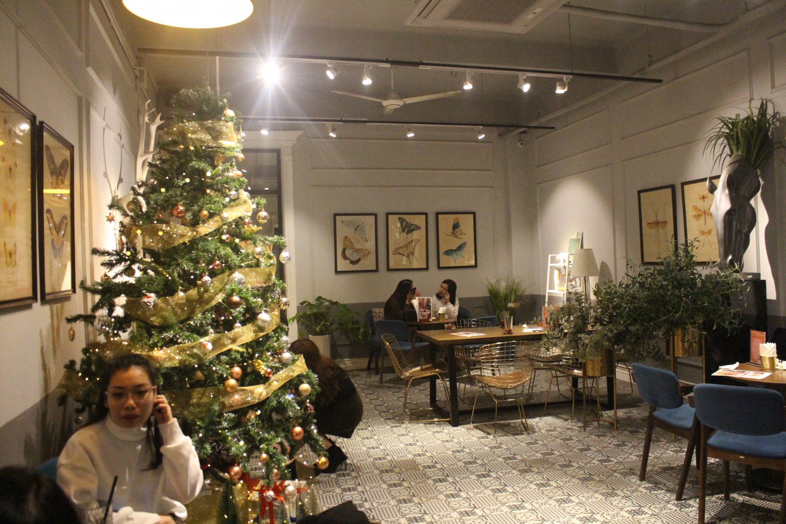 Không gian ấm cúng những ngày Noel ở quán cà phê xanh - Trill Bistro ( 89 Mã Mây, Hoàn Kiếm, Hà Nội )