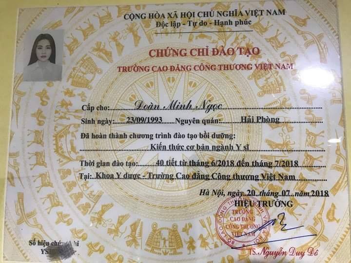 băng cấp mang tên Đoàn Minh Ngọc đã bị làm mờ số hiệu